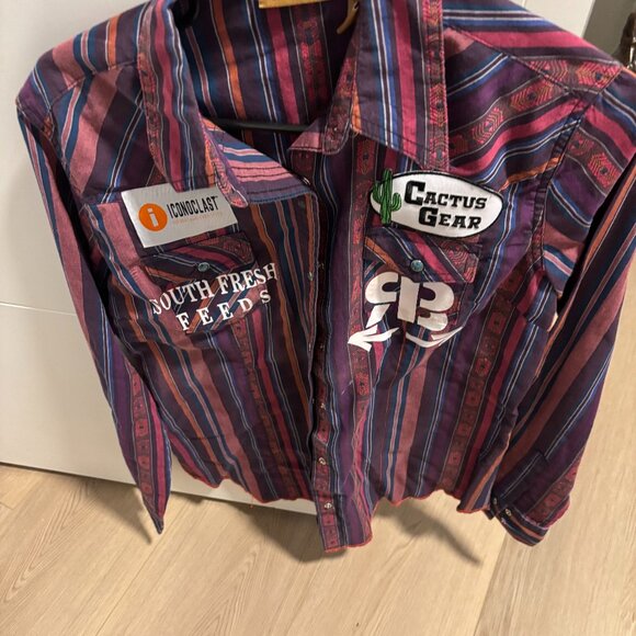 Wrangler Rodeo Contestant Shirt with sponsor patches etc - Picture 1 of 6